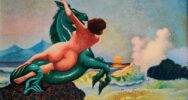 Ninfa su cavallo marino_1 - 40x27 oli