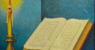 Candela con libro 14x14